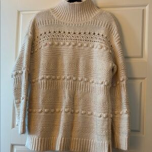 Lou & Grey Textured Cream Turtleneck Sweater